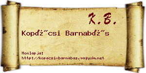 Kopácsi Barnabás névjegykártya