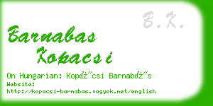 barnabas kopacsi business card